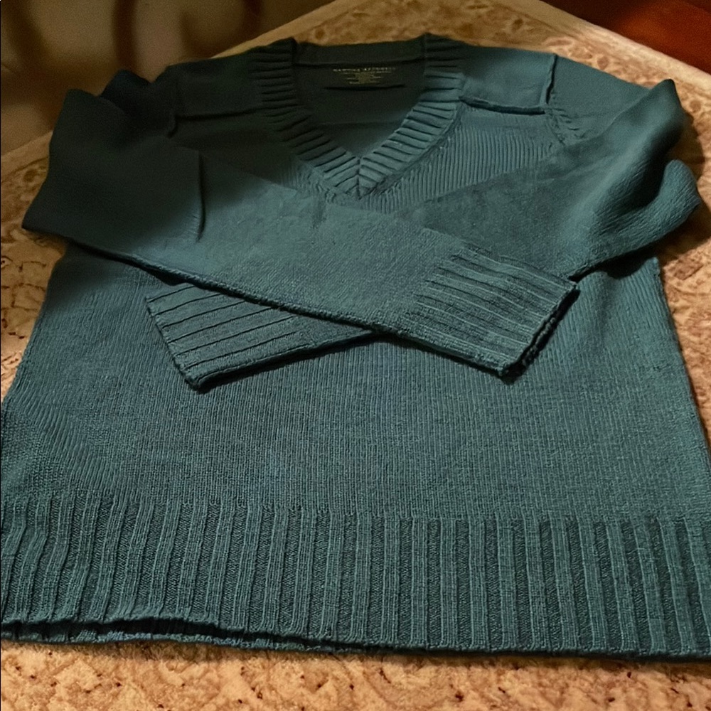 Banana Republic Blue V-Neck Sweater Classic Knit